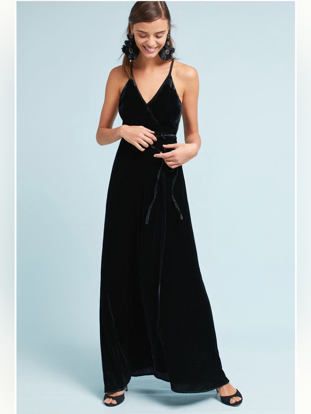 Yumi Kim Rush Hour Velvet Wrap Dress in Black Size XSP